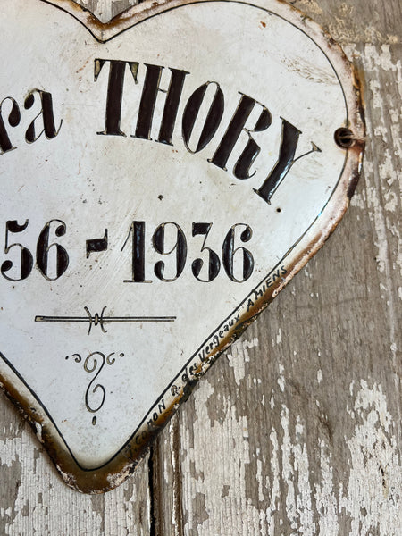 French Vintage Enamel Memorial Heart from 1936