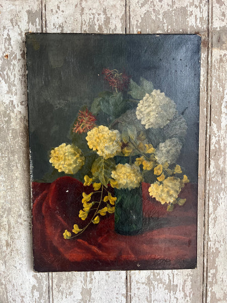 Beautiful Dark French Floral Oil on Canvas