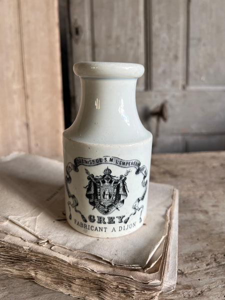 Large Rare Creil et Montereau French Mustard Jar