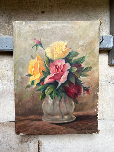 French Floral Oil on Canvas