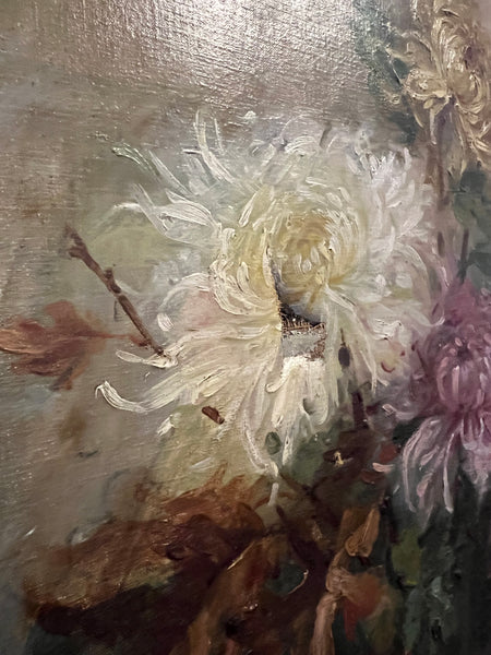 Large Floral Oil Painting on Canvas