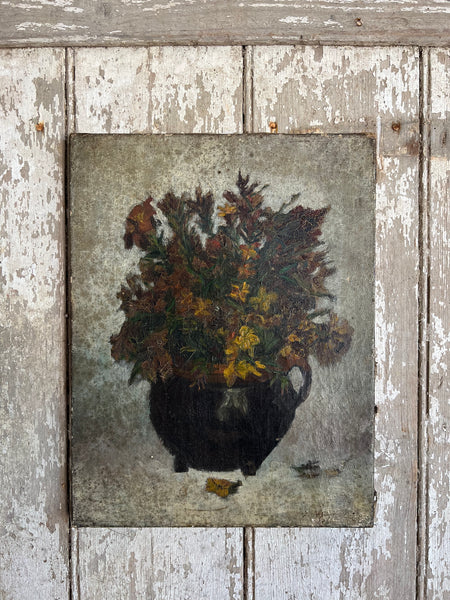 Beautiful Dark French Floral Oil on Canvas