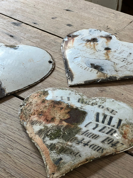 Sweet Collection of Vintage Worn Memorial Hearts