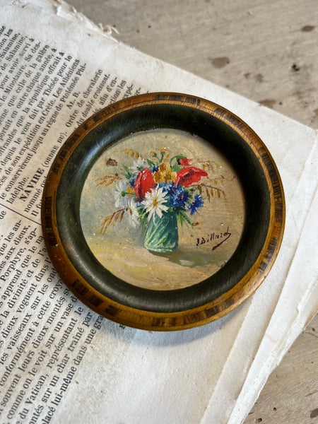 Small Framed French Floral Oil Painting