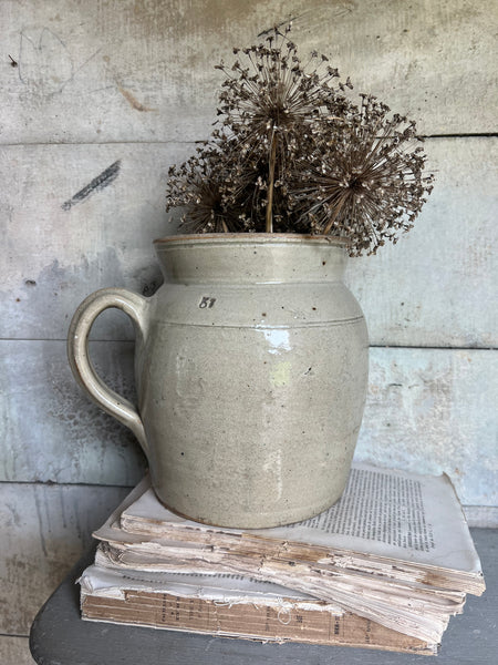 Large French Stoneware Handled Pot