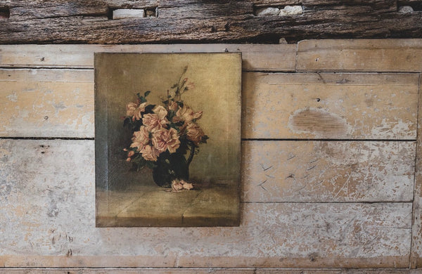1908 Floral Oil Painting on Canvas