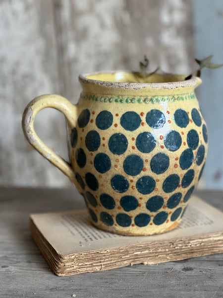 Vintage French Yellow & Blue Jug
