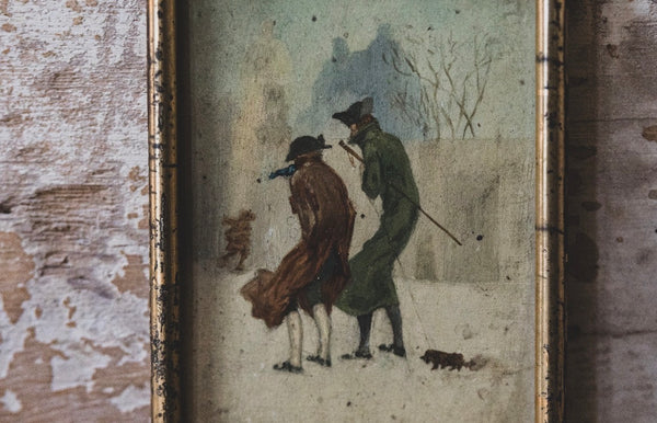 Sweet Antique Framed Cold Snap Painting