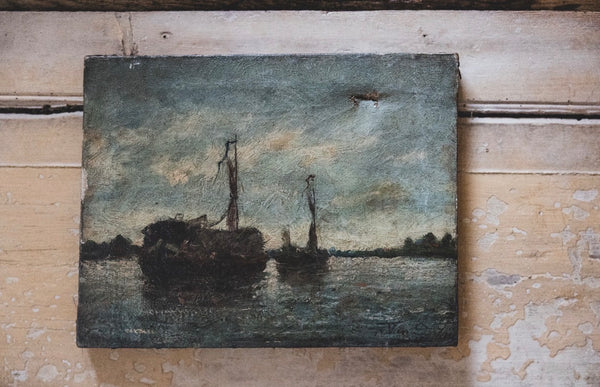 French Boat Painting on Canvas