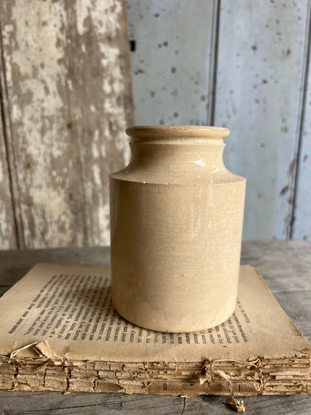 Buttery Stoneware Crazed Churn