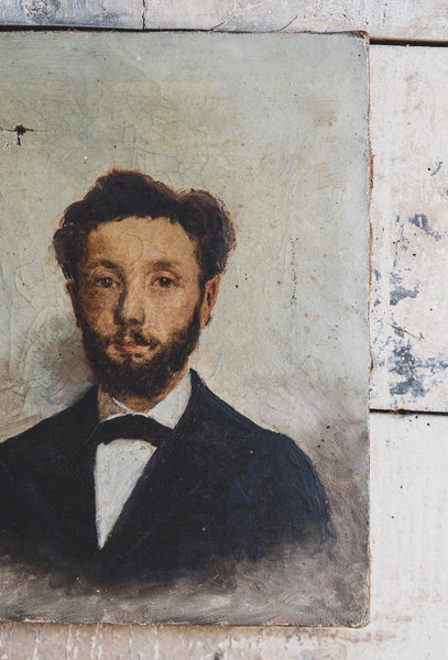 French Male Portrait Oil on Canvas