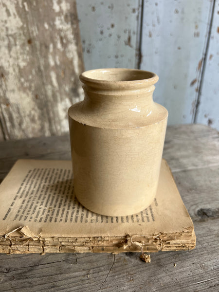 Buttery Stoneware Crazed Churn