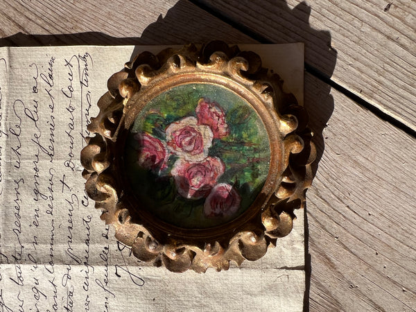 Small Framed French Floral Oil Painting