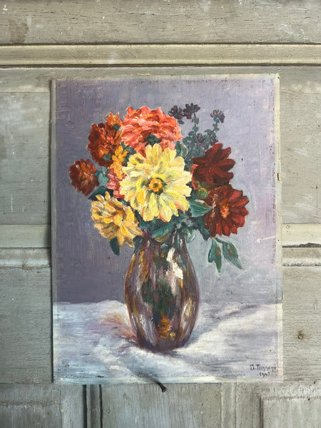 Small Floral Oil on Board