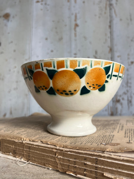 Beautifully Aged Orange Rustic Cafe au Lait Bowl