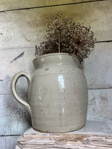 Large French Stoneware Handled Pot