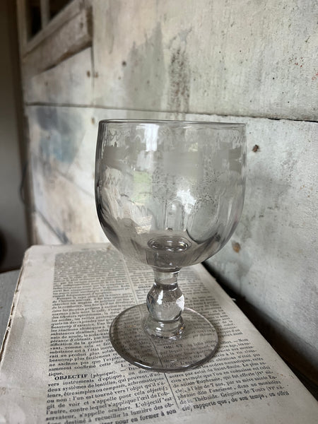 Vintage French Etched Glass