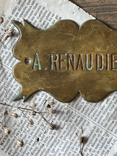 Vintage French Name plaque