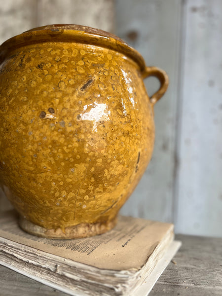 Rustic Golden Yellow Handled French Confit Jar