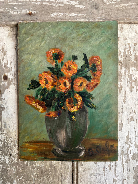 Floral Oil Painting on Board