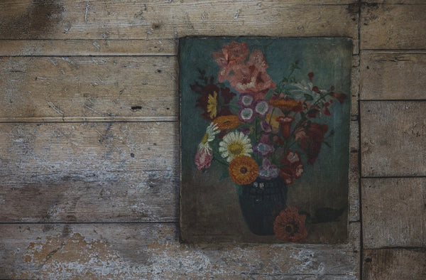 French Vintage Floral on Canvas 1930
