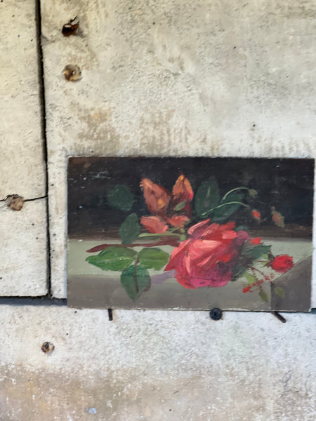 Small Vintage French Roses Oil Painting