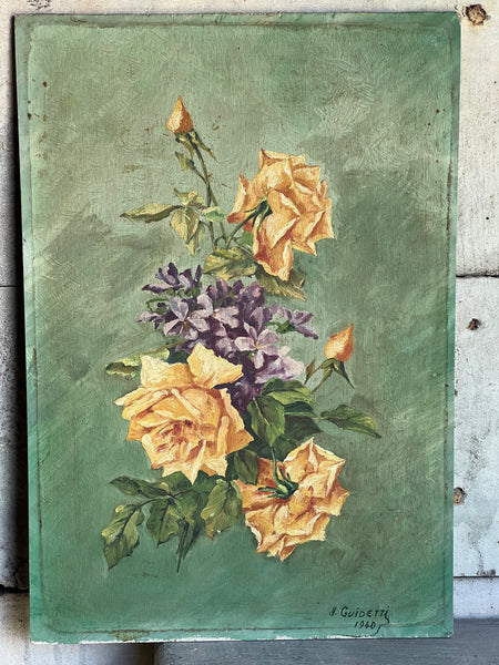 Floral Oil Painting on Board 1940