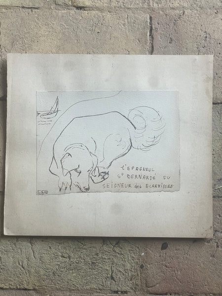 Sweet French Dog Painting 1960