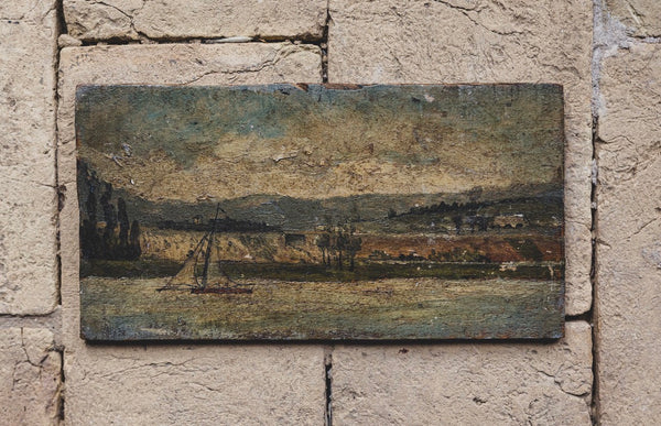 Small French Antique Boat Painting