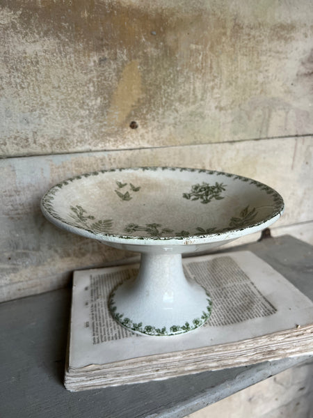 Crazed French Floral Transferware raised dish