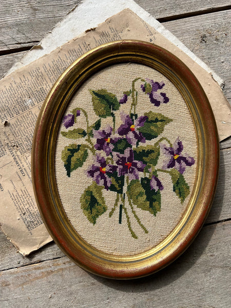 Vintage French Framed Embroidery