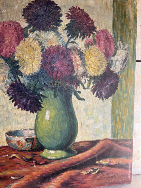 Large Floral Oil Painting on Canvas