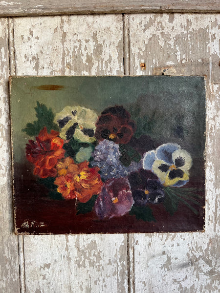 Beautiful Dark French Floral Oil on Canvas