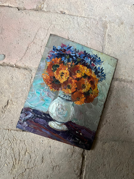 Beautiful Vintage Floral on Board