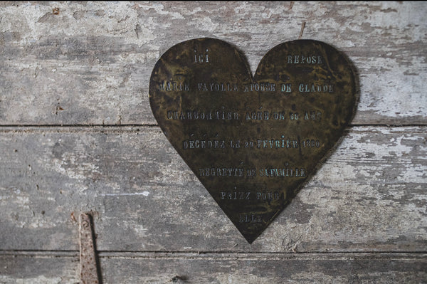 French Antique Memorial Heart