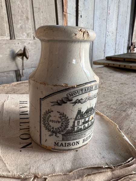 Beautifully Destned Rare Creil et Montereau French Mustard Jar