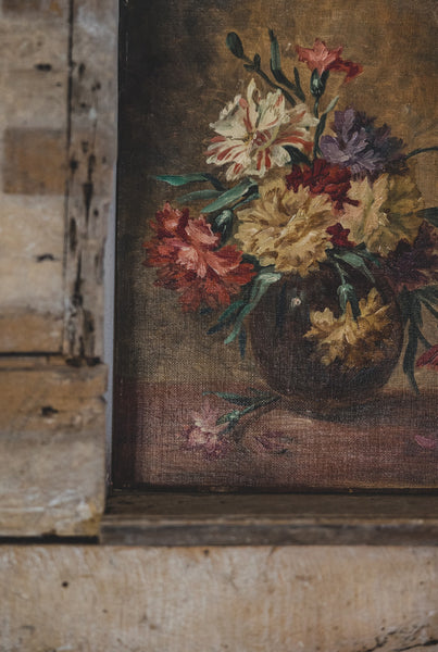 Beautiful French Floral Oil on Board