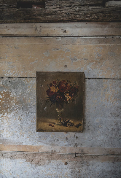 Antique Floral Oil on Canvas