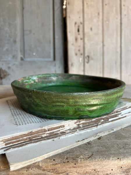 Antique Green Provençal Dish