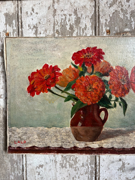 French Floral Oil on Canvas