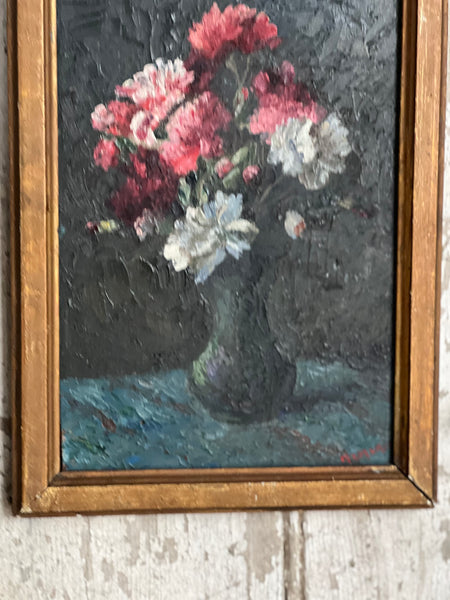 Beautiful Dark French Floral Oil on Canvas