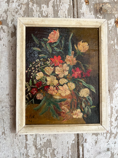 Beautiful Shabby Chic Framed Floral Oil