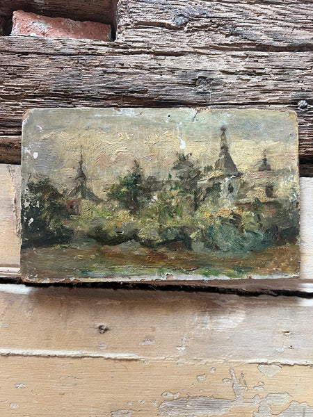 French Landscape Oil on Board