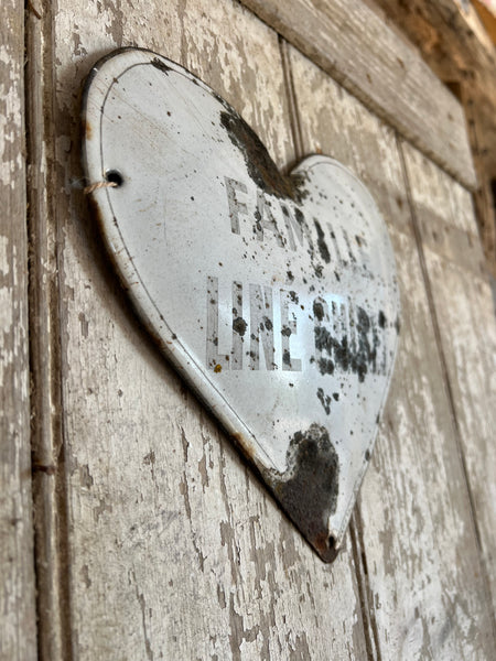 French Vintage Enamel Husband Family Memorial Heart (Large)