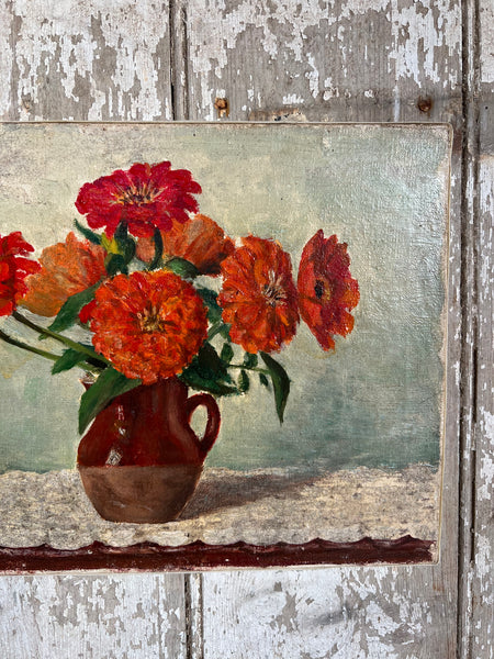 French Floral Oil on Canvas