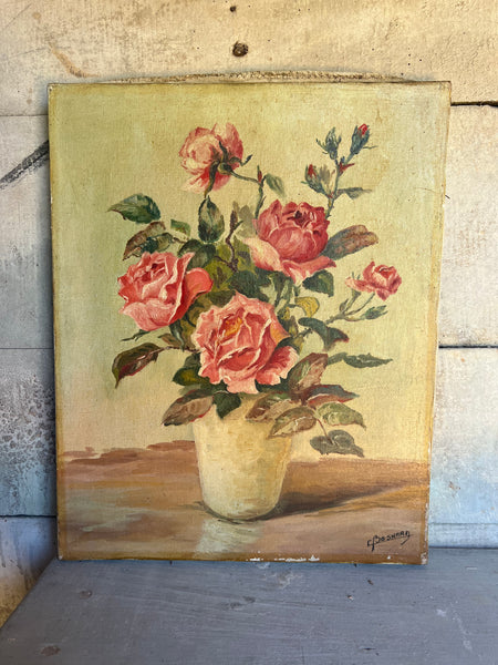 Vintage French Oil Painting on Canvas