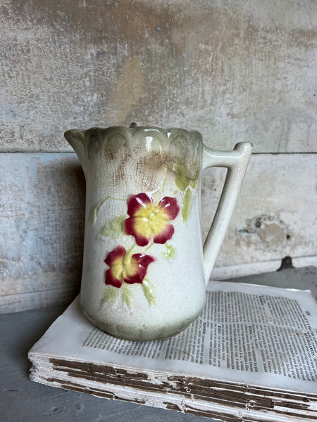 French Vintage Gorgeous Barbotine Jug