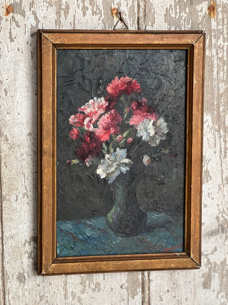 Beautiful Dark French Floral Oil on Canvas