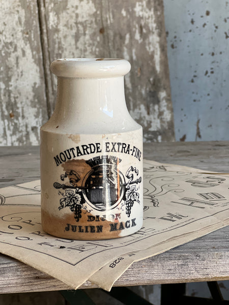 Branded French Antique Sarreguemines Stoneware Mustard Jar