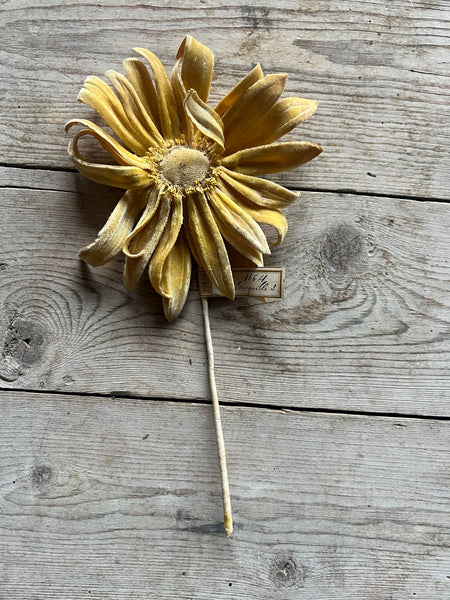 Antique French Yellow Fabric Flower